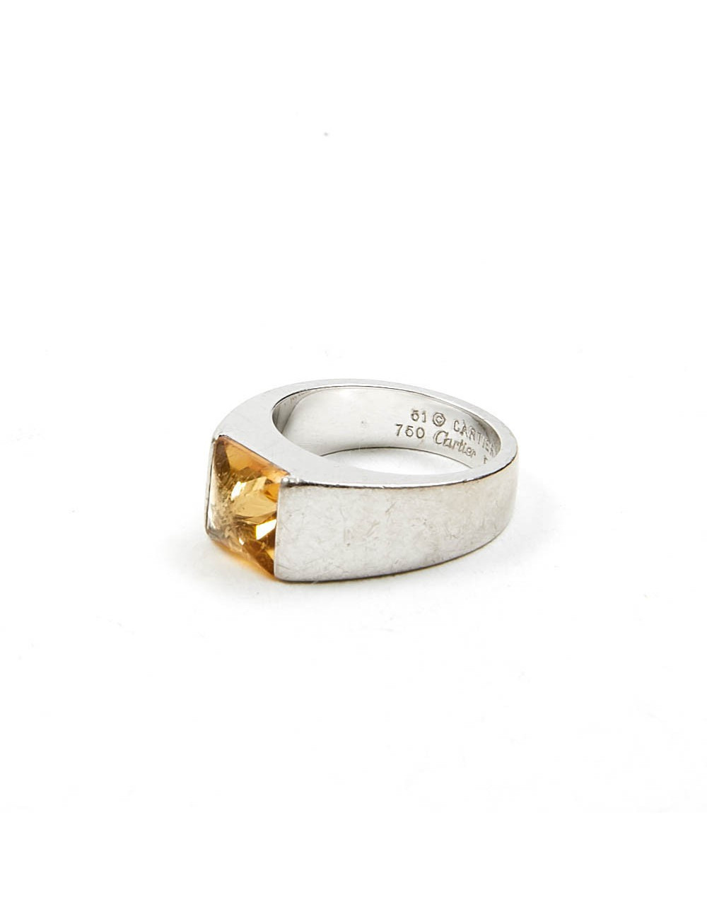 Bague CARTIER T 51 or blanc 750//°°° citrine