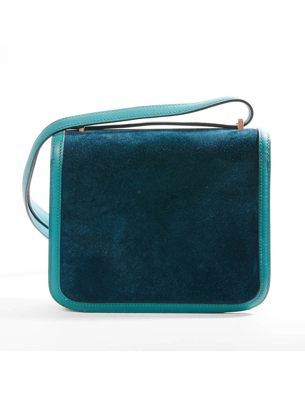 Sac à main Constance HERMES cuir doblis vert malachite bleu océan