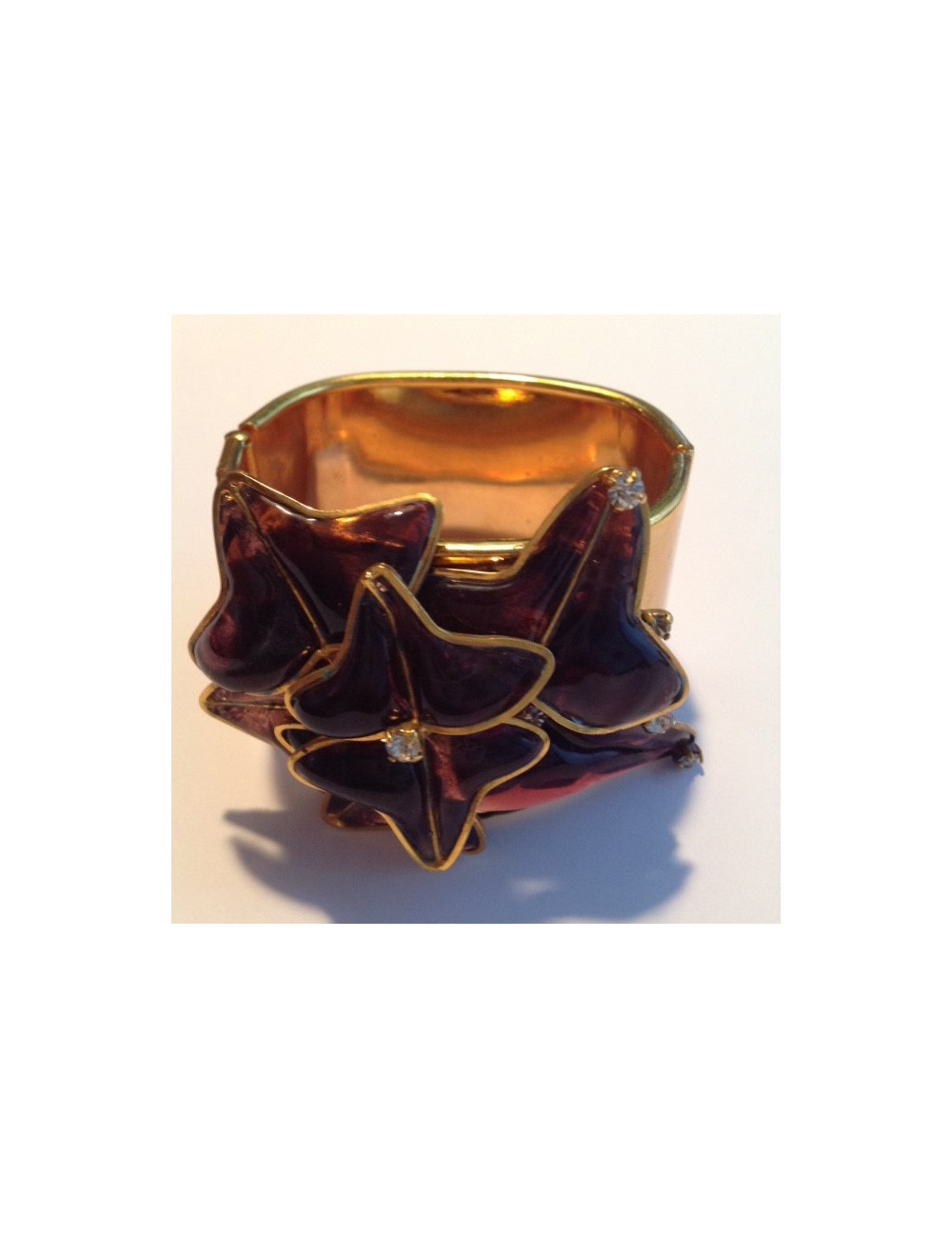 Manchette MARGUERITE DE VALOIS en métal doré et pâte de verre multicolore