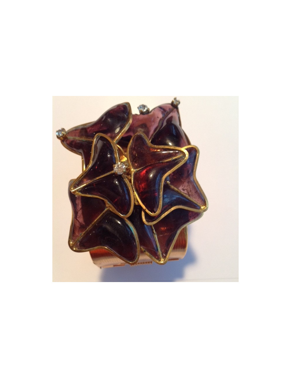 Manchette MARGUERITE DE VALOIS en métal doré et pâte de verre multicolore