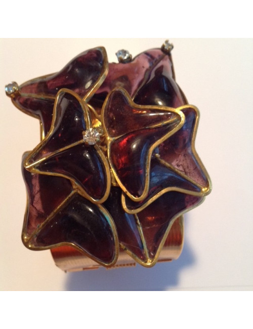 Manchette MARGUERITE DE VALOIS en métal doré et pâte de verre multicolore