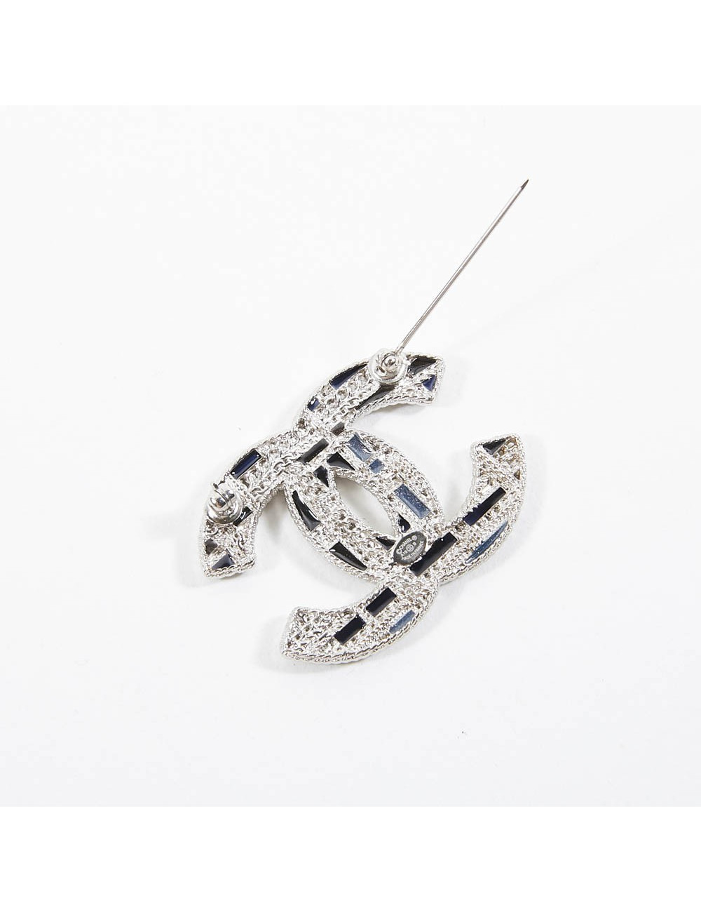 Broche CHANEL filigrane argent bleu perles nacrées