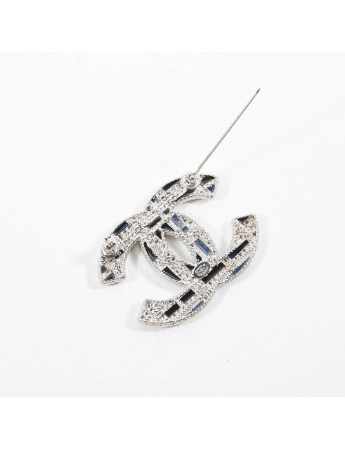 Broche CHANEL filigrane argent bleu perles nacrées