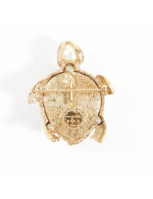 Broche tortue YVES SAINT LAURENT sur ébène