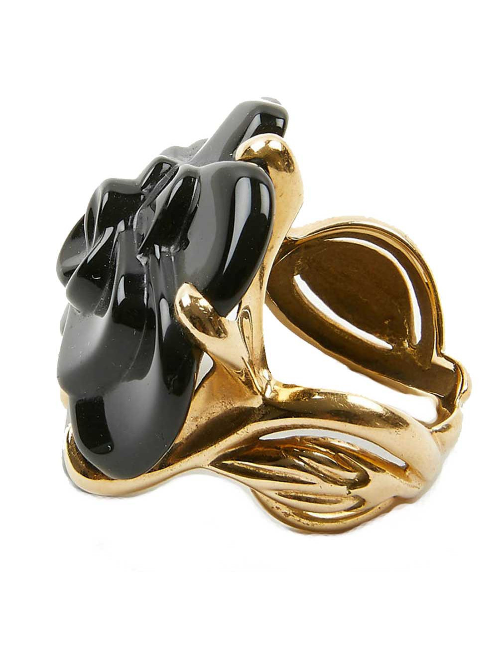 CHANEL bague camélia onyx Or jaune 18 carats