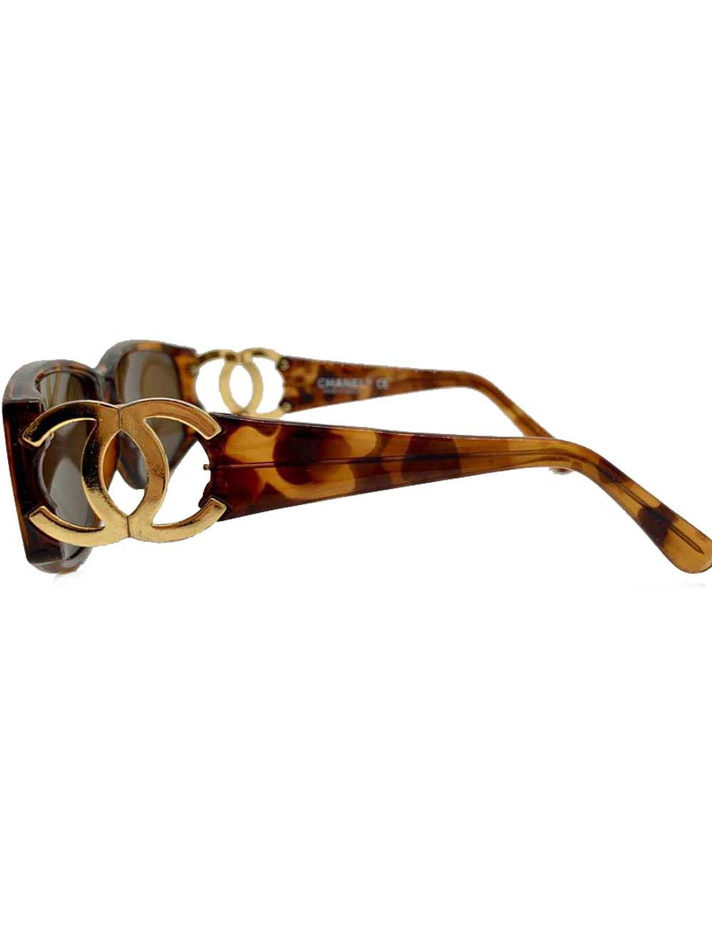 Lunettes de soleil CHANEL écailles marron et CC doré