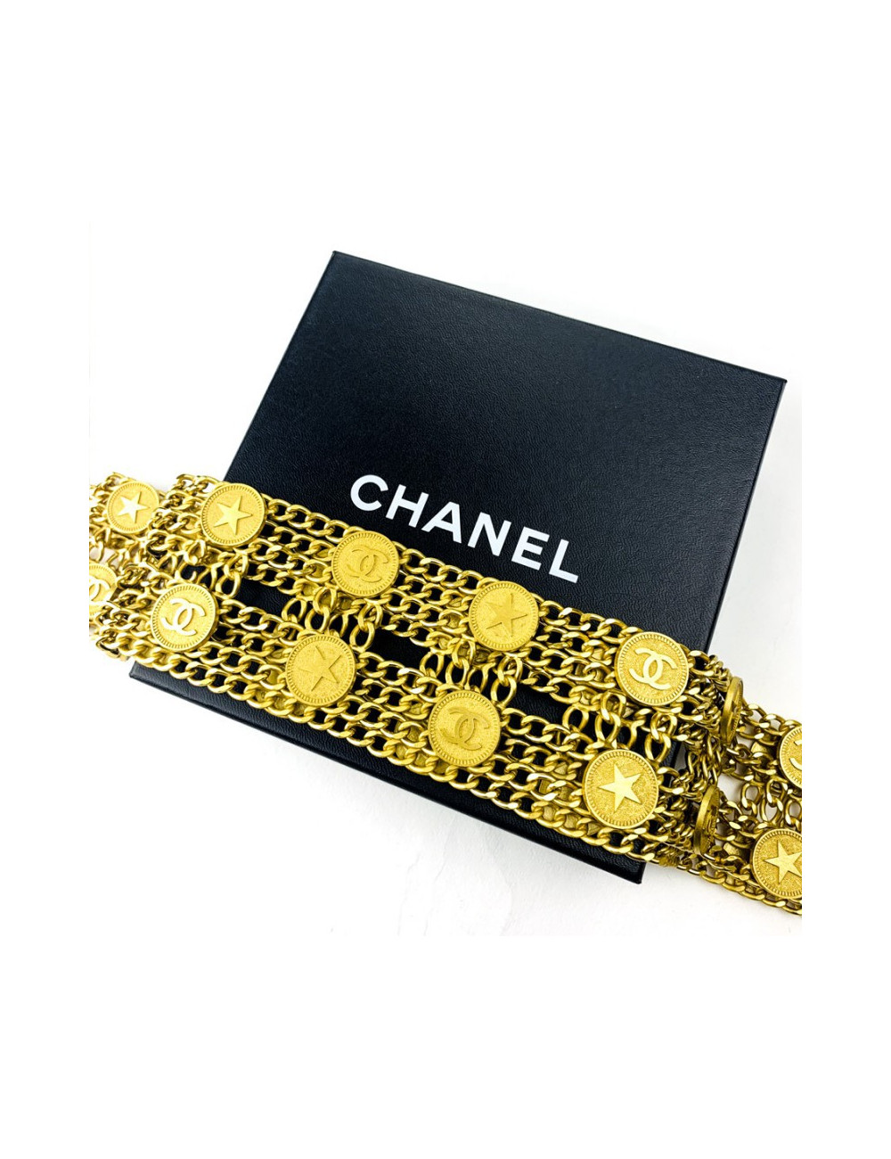 Ceinture CHANEL multichaines étoiles corail