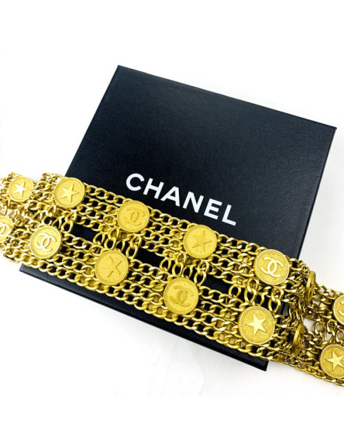 Ceinture CHANEL multichaines étoiles corail
