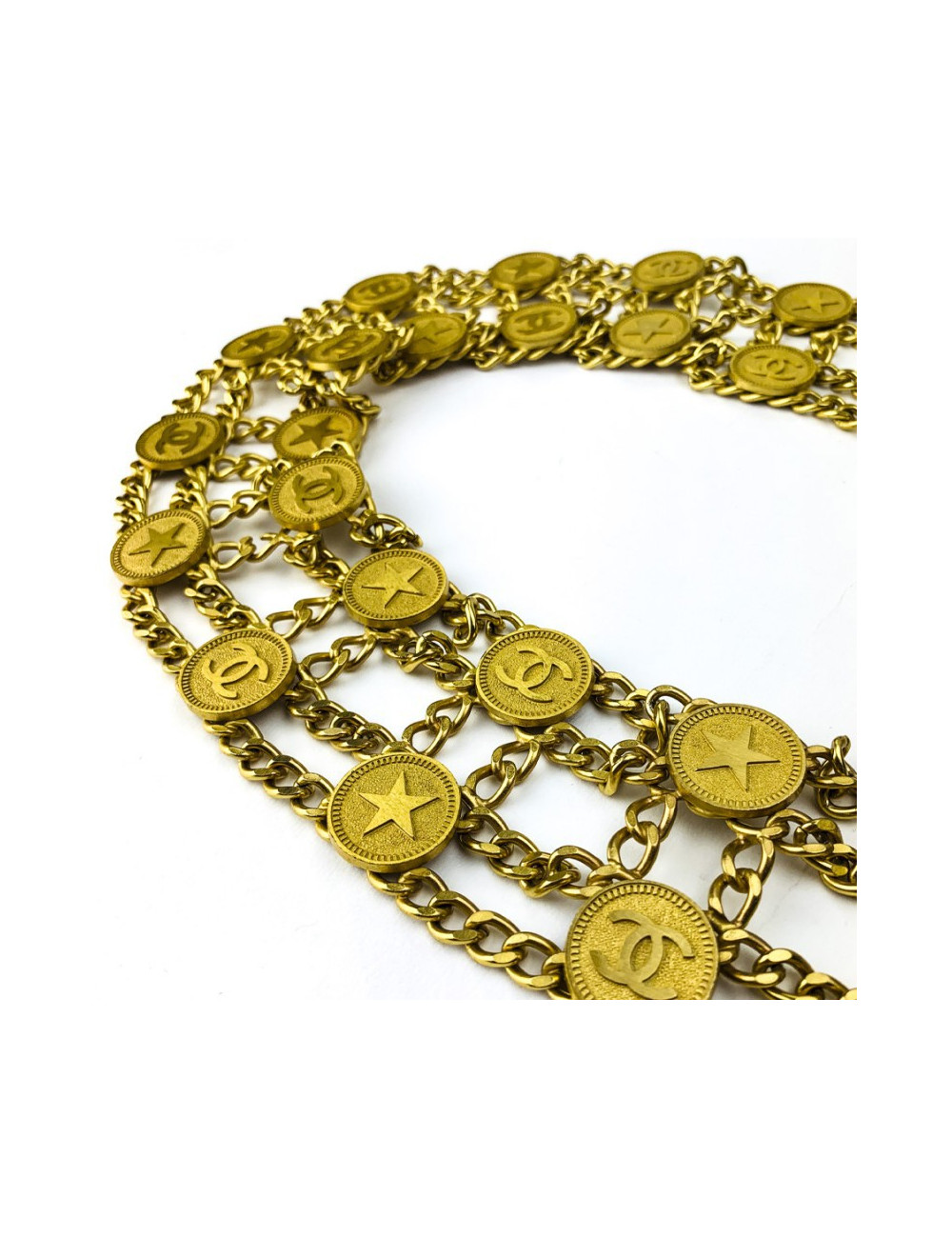 Ceinture CHANEL multichaines étoiles corail