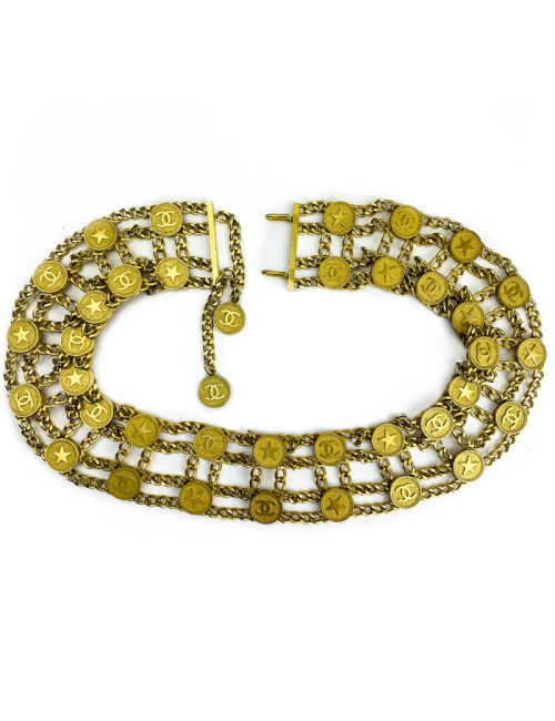 Ceinture CHANEL multichaines étoiles corail