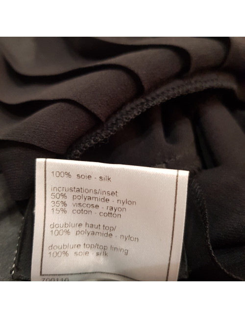 Blouse courte t 38 CHANEL soie noire plissée