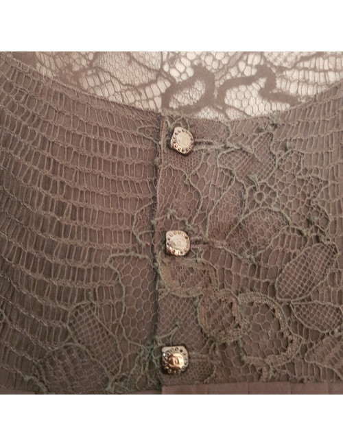 Blouse courte t 38 CHANEL soie noire plissée