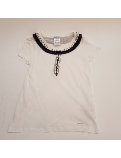 T-shirt T 34 CHANEL coton blanc chaines et brillants 
