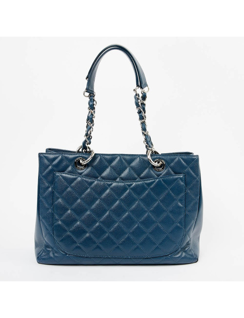 Cabas CHANEL cuir grainé bleu