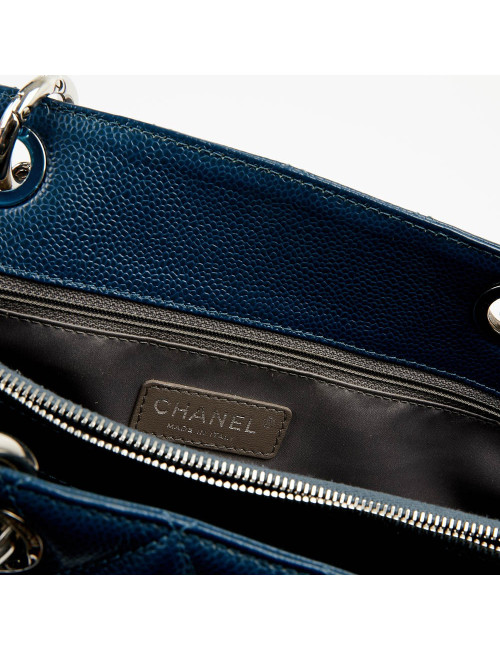 Cabas CHANEL cuir grainé bleu