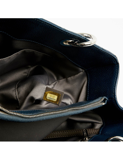 Cabas CHANEL cuir grainé bleu