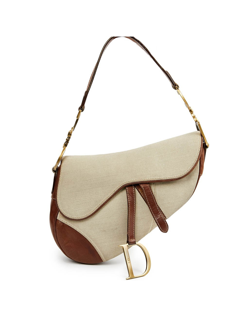Sac Saddle DIOR vintage toile et cuir marron