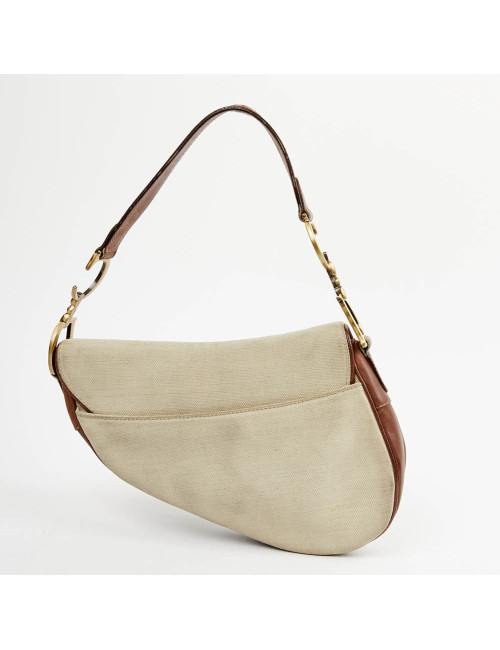 Sac Saddle DIOR vintage toile et cuir marron