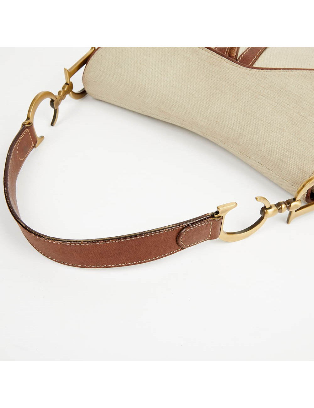Sac Saddle DIOR vintage toile et cuir marron