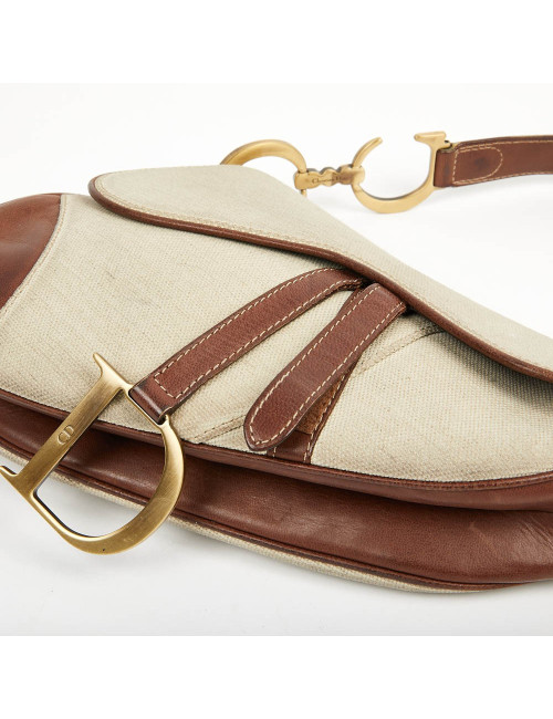 Sac Saddle DIOR vintage toile et cuir marron