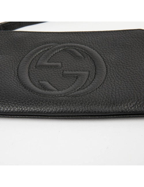 Pochette Soho GUCCI cuir grainé noir 