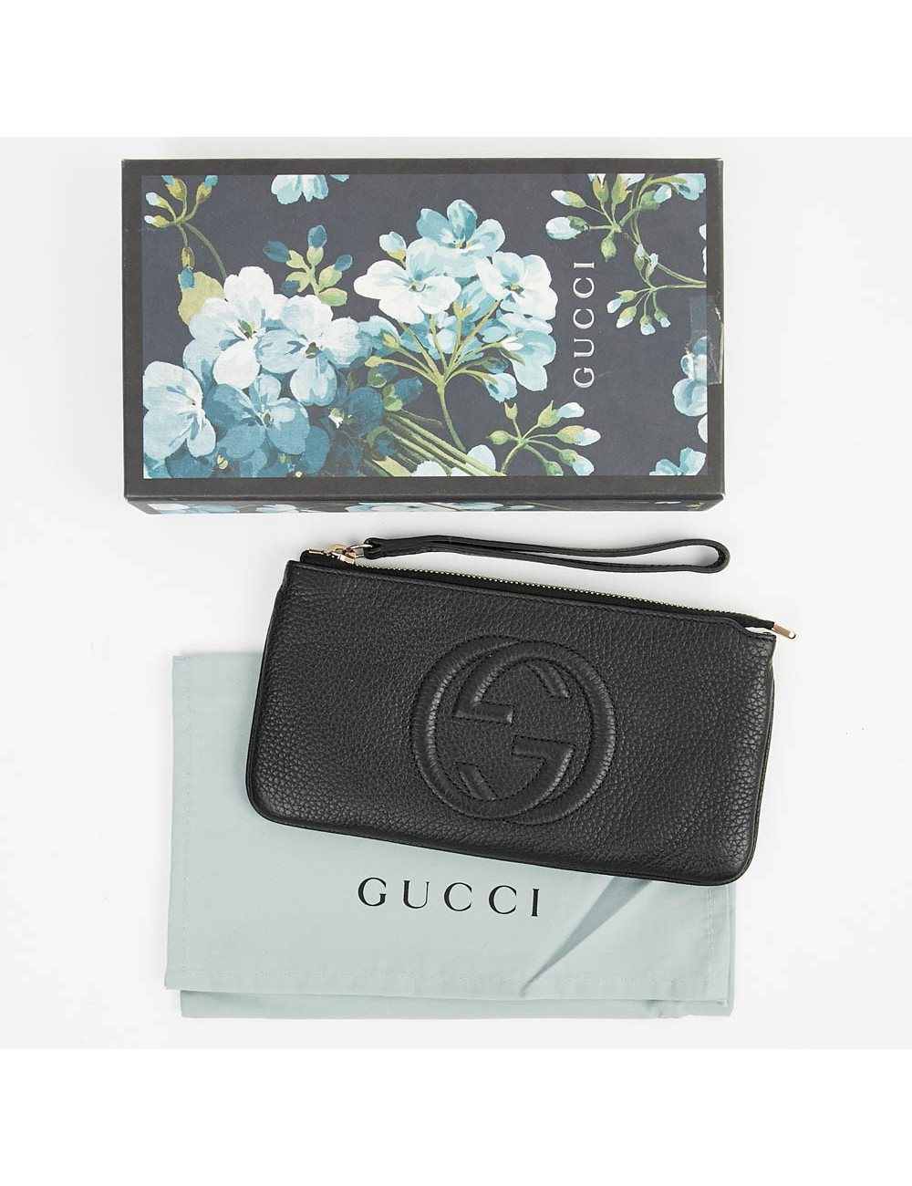 Pochette Soho GUCCI cuir grainé noir 