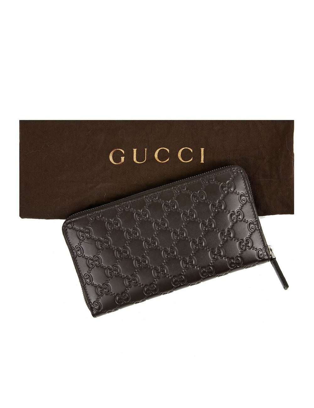 Compagnon GUCCI cuir embossé marron