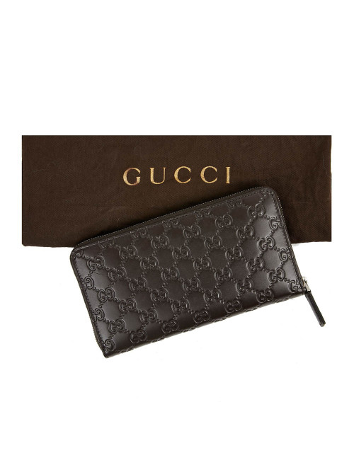 Compagnon GUCCI cuir embossé marron