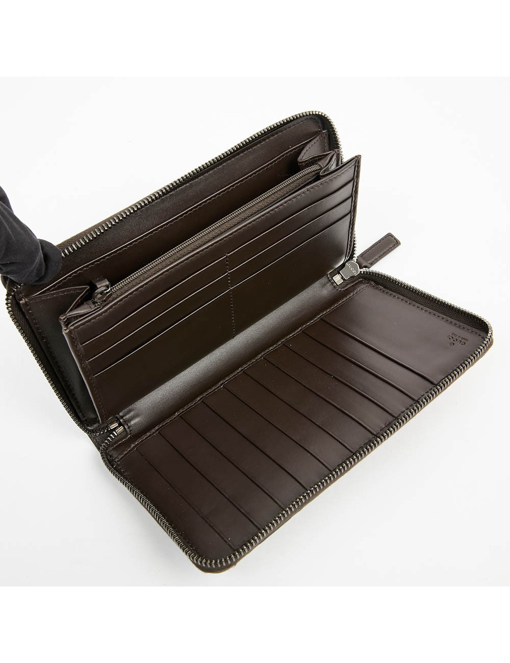 Compagnon GUCCI cuir embossé marron