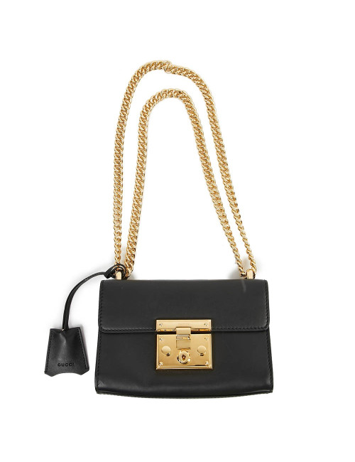 Sac à main GUCCI Padlock cuir lisse noir