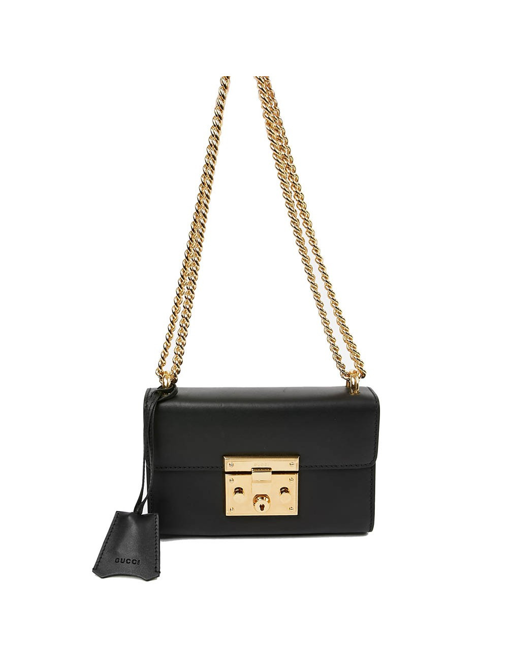 Sac à main GUCCI Padlock cuir lisse noir