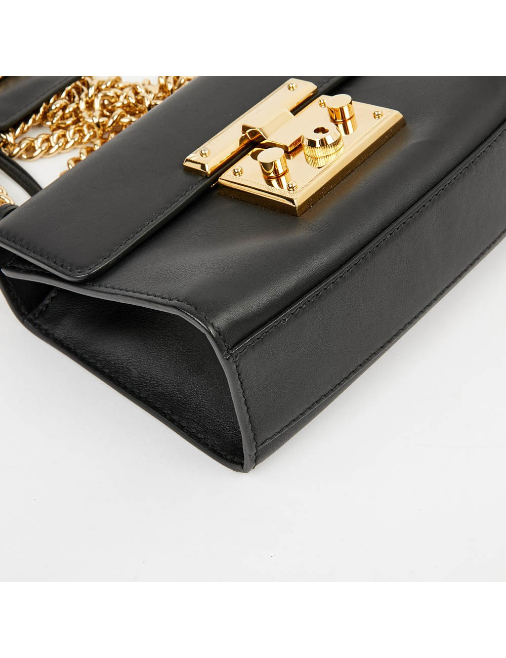 Sac à main GUCCI Padlock cuir lisse noir