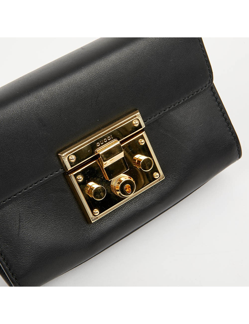 Sac à main GUCCI Padlock cuir lisse noir