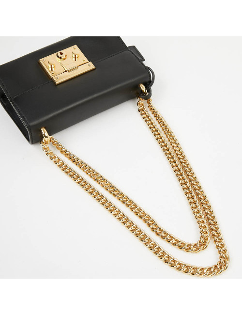 Sac à main GUCCI Padlock cuir lisse noir