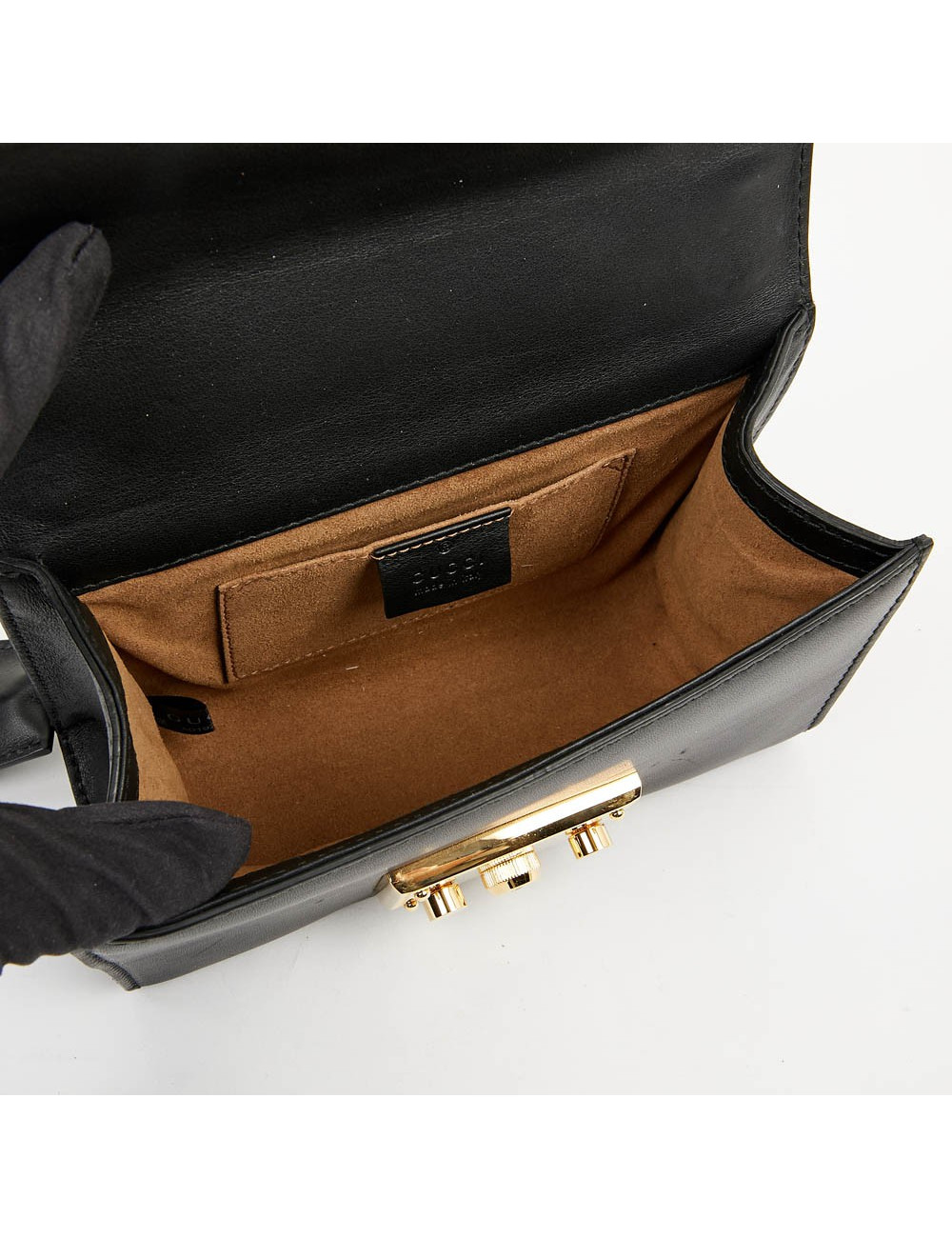 Sac à main GUCCI Padlock cuir lisse noir