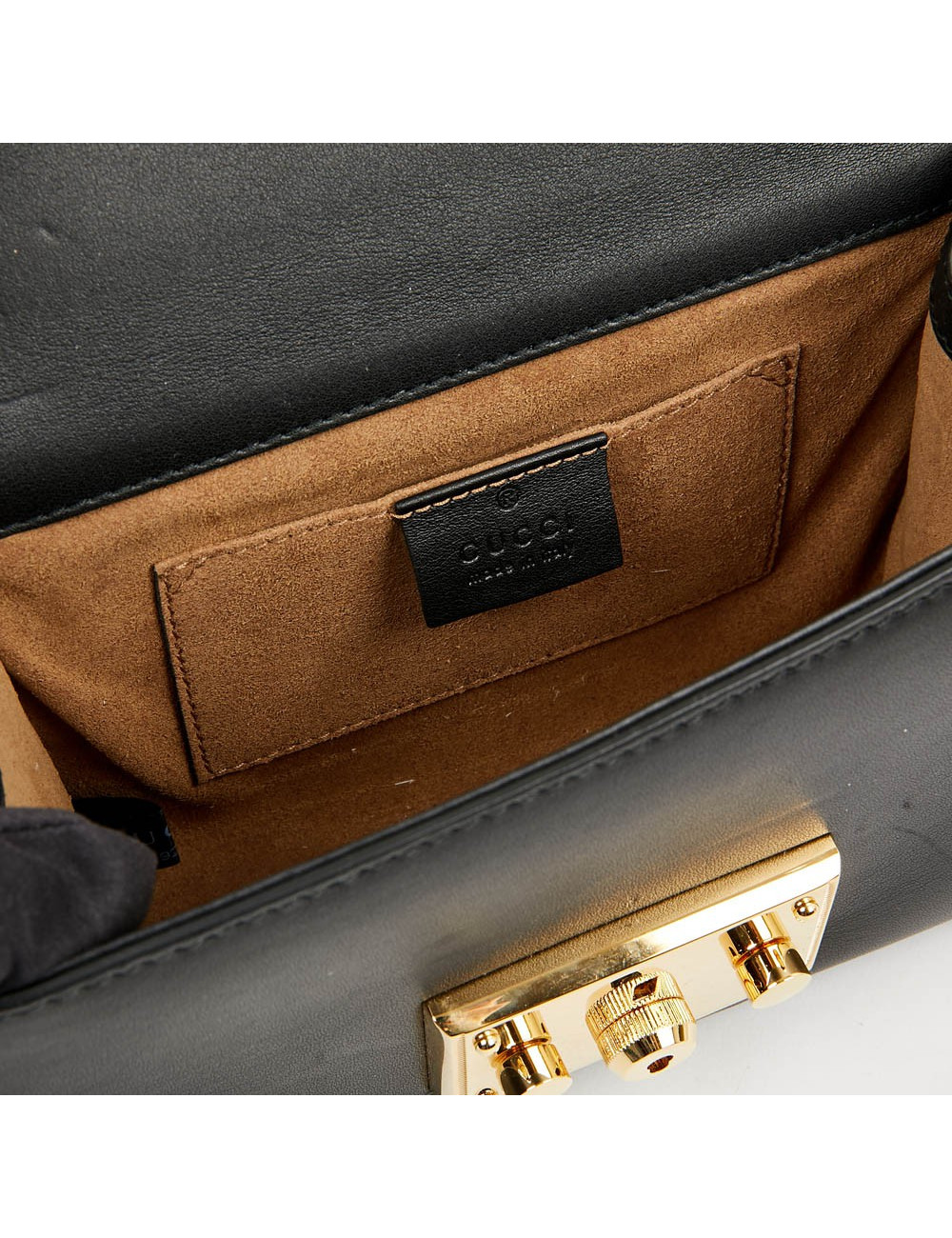 Sac à main GUCCI Padlock cuir lisse noir