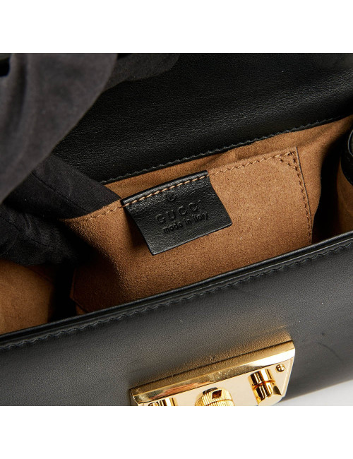 Sac à main GUCCI Padlock cuir lisse noir