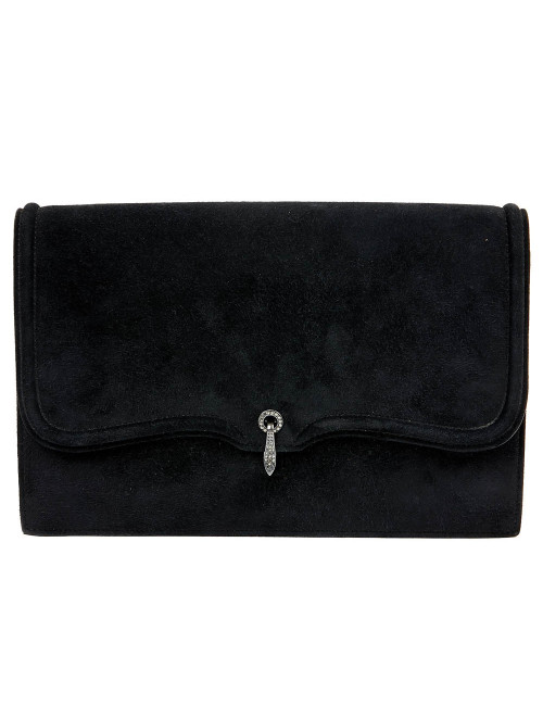 Pochette veau velours noir HERMES