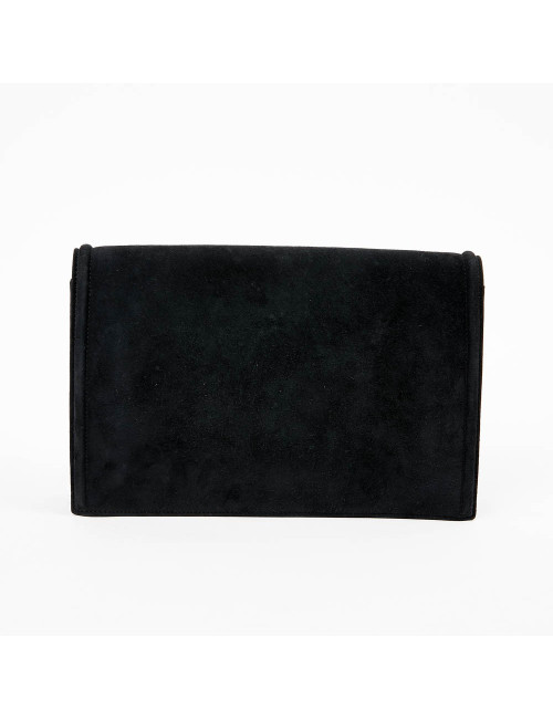 Pochette veau velours noir HERMES