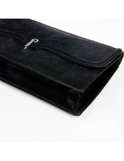 Pochette veau velours noir HERMES
