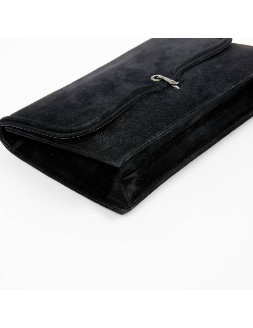 Pochette veau velours noir HERMES