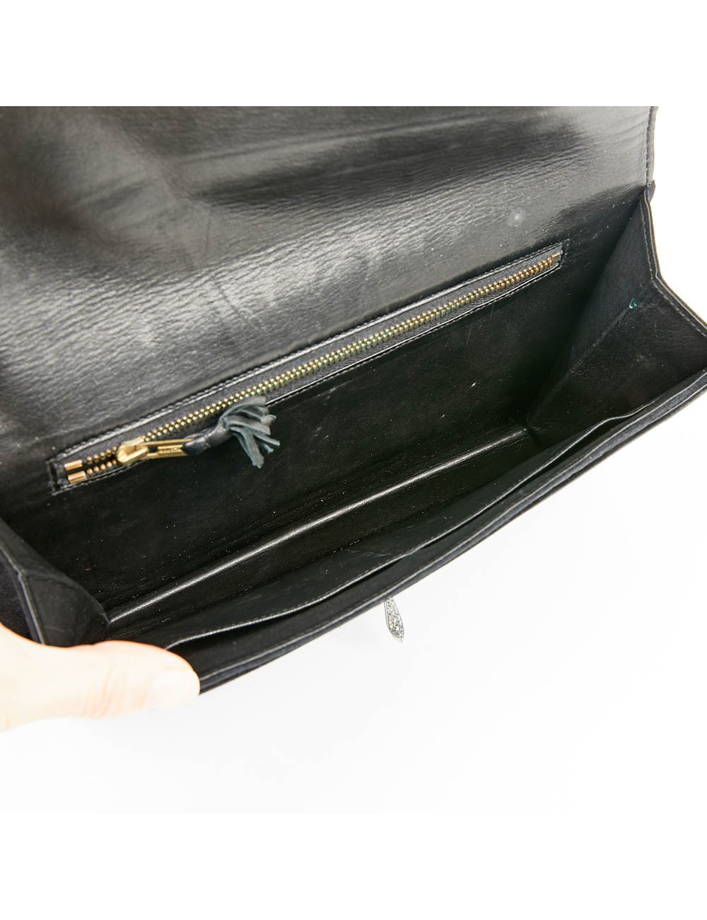 Pochette veau velours noir HERMES