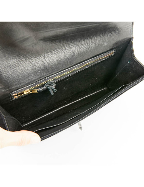 Pochette veau velours noir HERMES