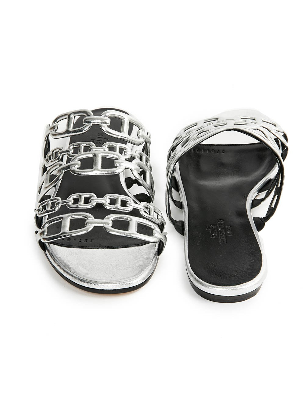 Sandales argentées HERMES T36,5 
