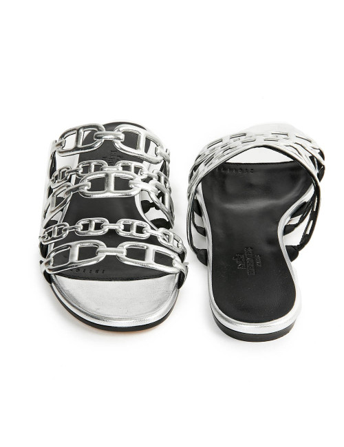 Sandales argentées HERMES T36,5