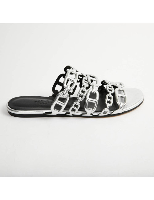 Sandales argentées HERMES T36,5