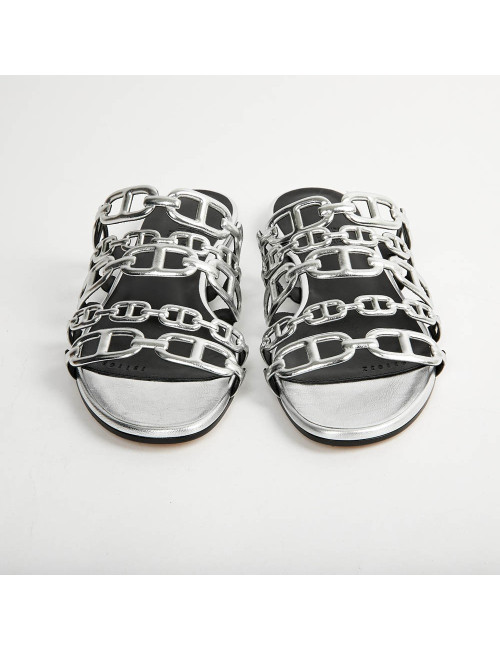 Sandales argentées HERMES T36,5 