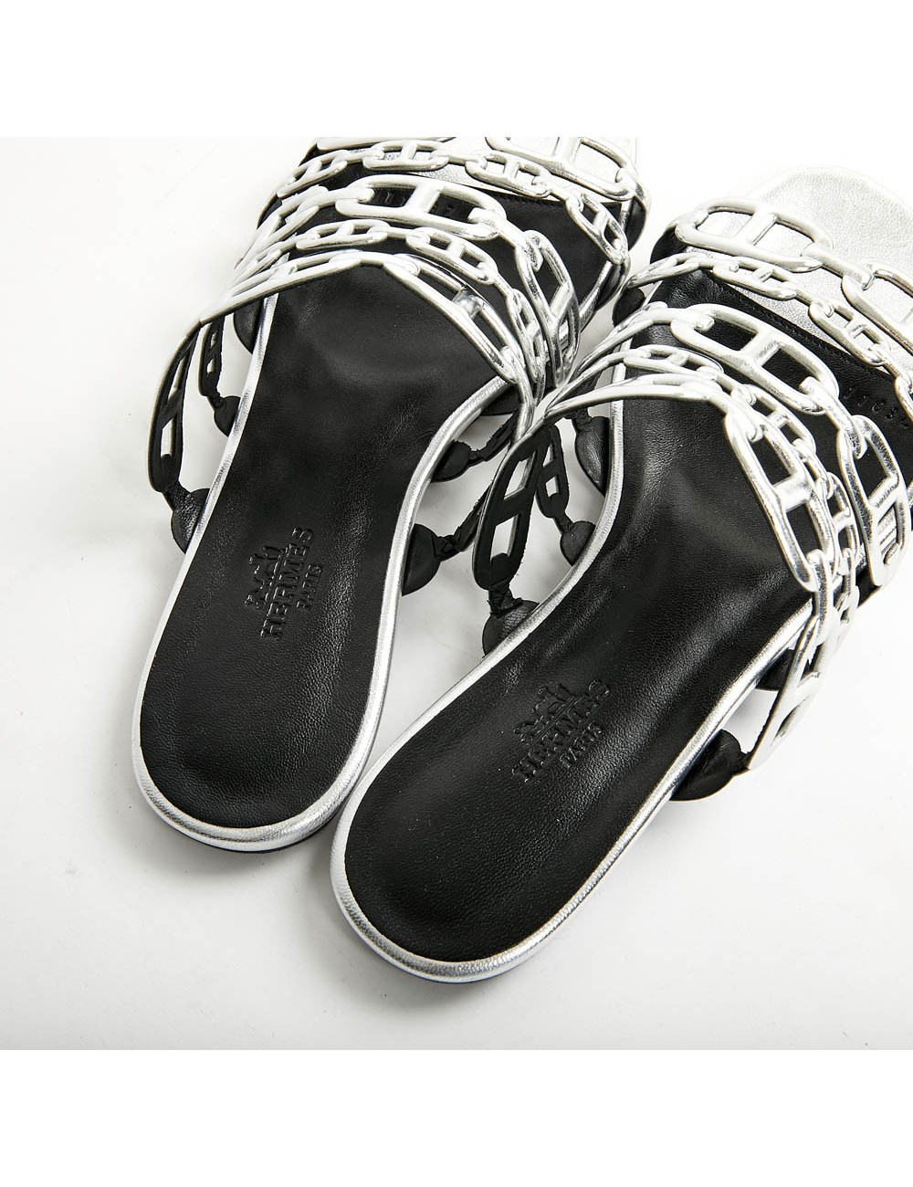 Sandales argentées HERMES T36,5