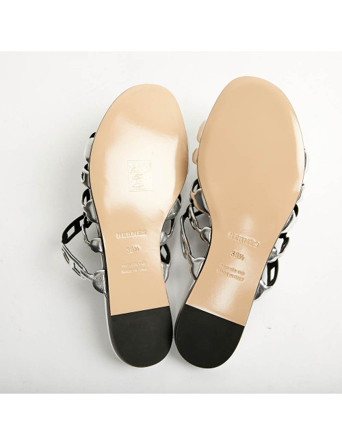 Sandales argentées HERMES T36,5