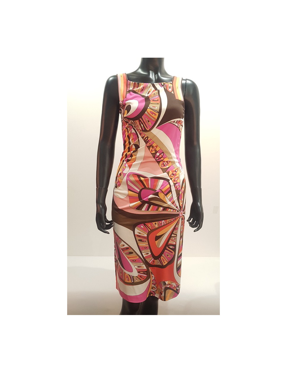 Robe EMILIO PUCCI T 38 FR motifs rose rouge orange